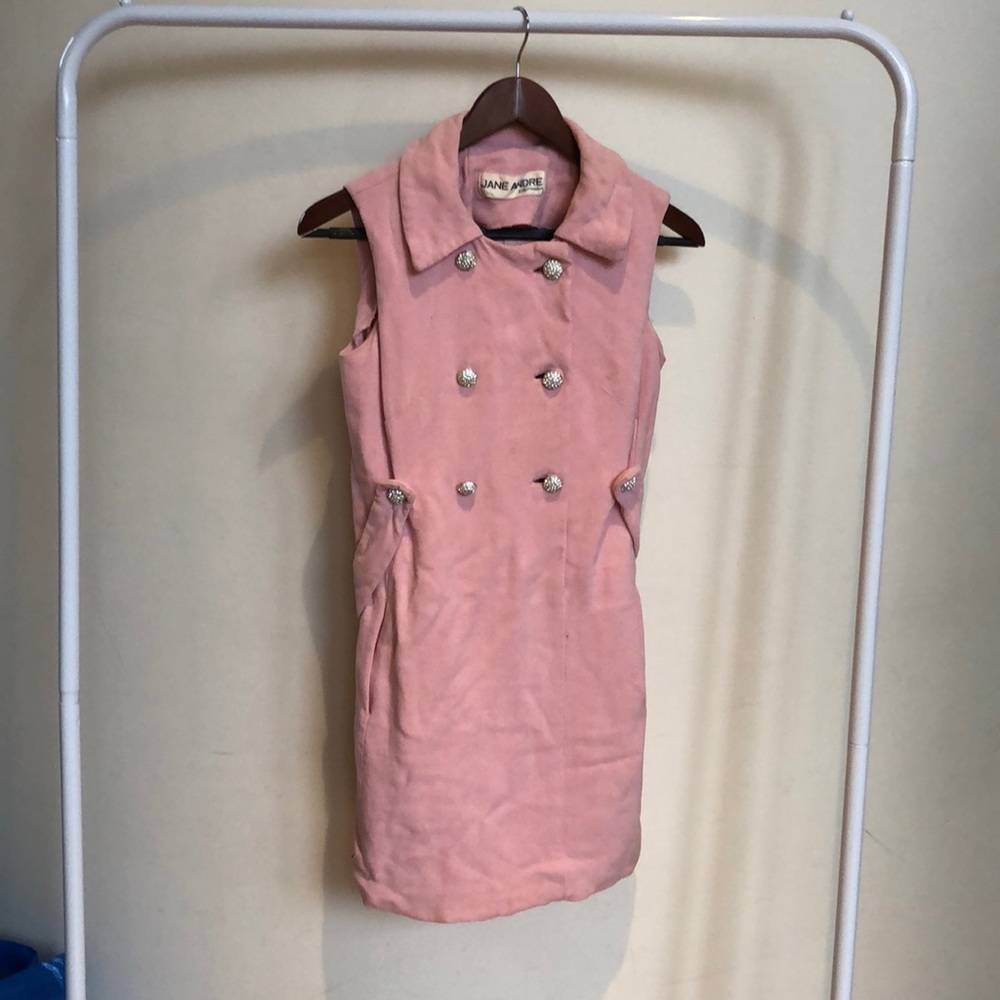 Vintage Jane Andre Pink Dress with Crystal Buttons